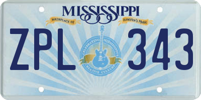 MS license plate ZPL343