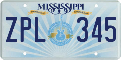 MS license plate ZPL345