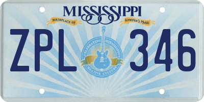 MS license plate ZPL346