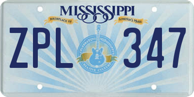 MS license plate ZPL347