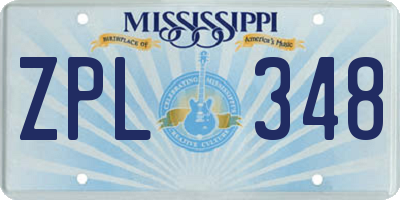 MS license plate ZPL348