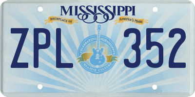 MS license plate ZPL352