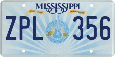 MS license plate ZPL356