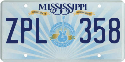 MS license plate ZPL358