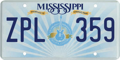 MS license plate ZPL359