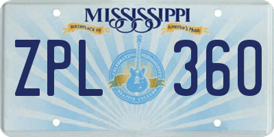 MS license plate ZPL360