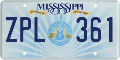 MS license plate ZPL361