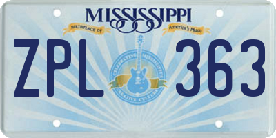 MS license plate ZPL363