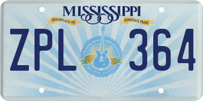 MS license plate ZPL364