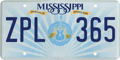 MS license plate ZPL365