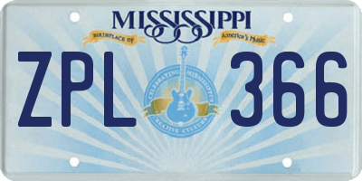 MS license plate ZPL366