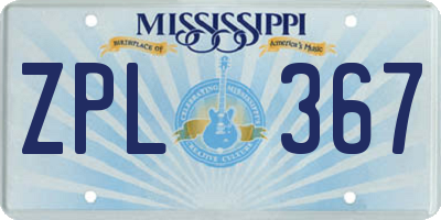 MS license plate ZPL367