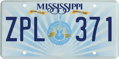MS license plate ZPL371