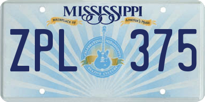 MS license plate ZPL375