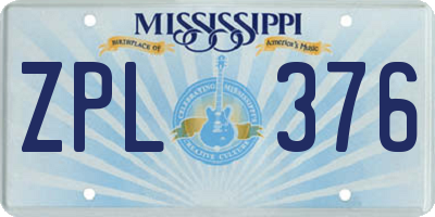 MS license plate ZPL376