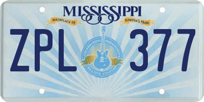 MS license plate ZPL377