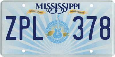 MS license plate ZPL378