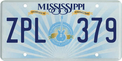 MS license plate ZPL379