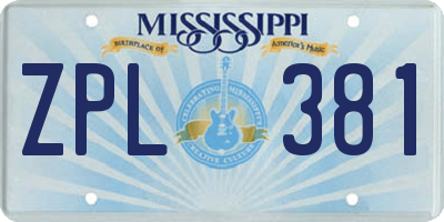 MS license plate ZPL381