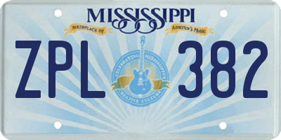 MS license plate ZPL382