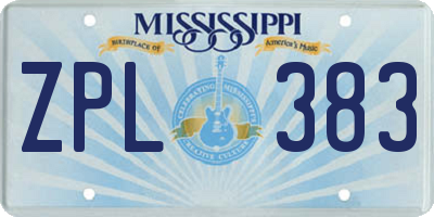 MS license plate ZPL383
