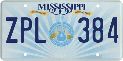 MS license plate ZPL384