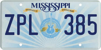 MS license plate ZPL385