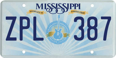 MS license plate ZPL387