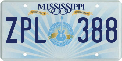MS license plate ZPL388