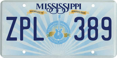 MS license plate ZPL389