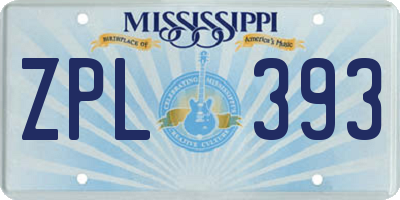 MS license plate ZPL393
