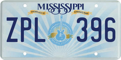 MS license plate ZPL396