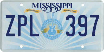 MS license plate ZPL397