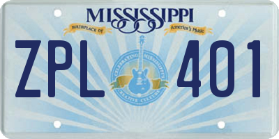 MS license plate ZPL401