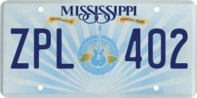 MS license plate ZPL402