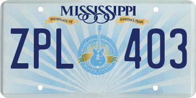 MS license plate ZPL403