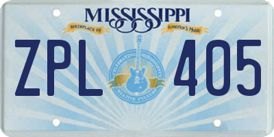 MS license plate ZPL405