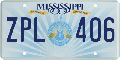 MS license plate ZPL406