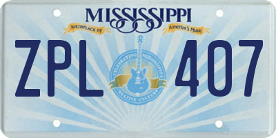 MS license plate ZPL407