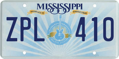 MS license plate ZPL410