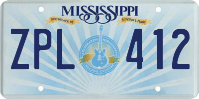 MS license plate ZPL412