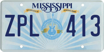 MS license plate ZPL413