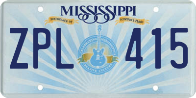 MS license plate ZPL415