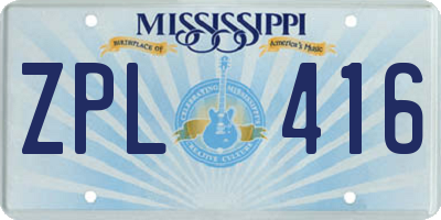 MS license plate ZPL416