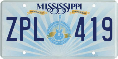 MS license plate ZPL419