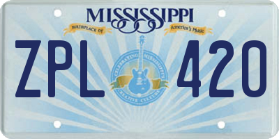 MS license plate ZPL420