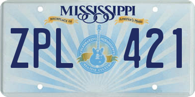 MS license plate ZPL421