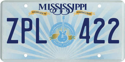 MS license plate ZPL422