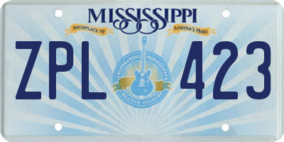 MS license plate ZPL423