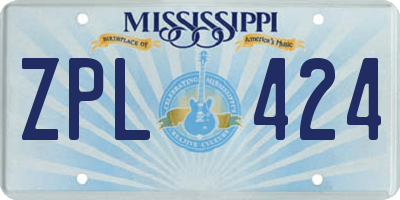 MS license plate ZPL424